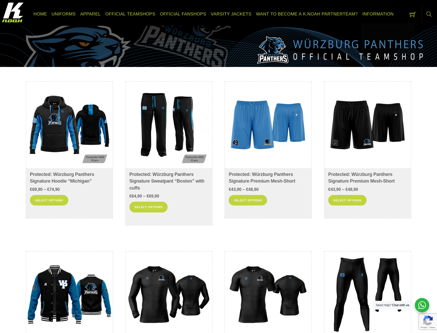 Würzburg Panthers Shop ist online
